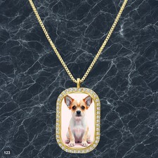 Gorgeous Cute Dog Puppy Pendant Necklace Printed Design Delicate Gold Tone Bold