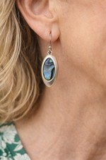 Lucky Brand SilverTone Abalone Shell Blue Tea...