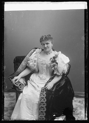 Photo:Mrs. T.F. Schneider Portrait Victorian Dress Studio Photograph