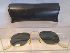 Vintage Baush & Lomb Ray-Ban W0980 Ariata Gold G15 Aviator Hexagonal Sunglasses