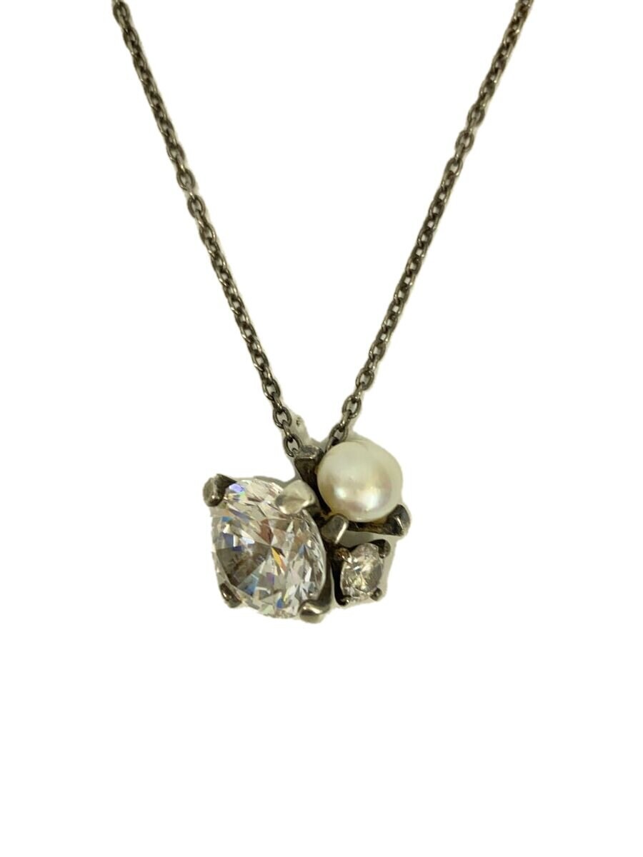 Silver Zirconia Pearl Claw Necklace for Women IZY52