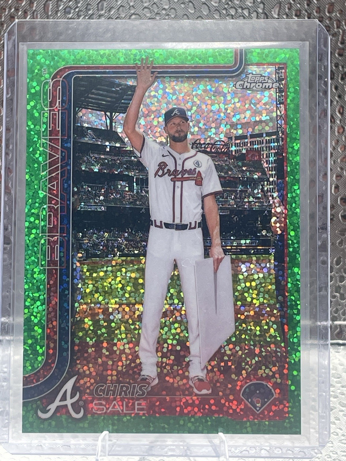 2025 Topps Chrome Image Variation Chris Sale #182 Green Speckle Refractor /99