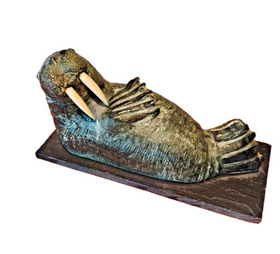 Wolf Originals Walrus Sculpture Carved Soapstone on Base Native Inuit Canada