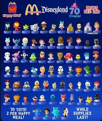 2025 McDonald's X Disney 70th Anniversary Collectibles Happy Meal