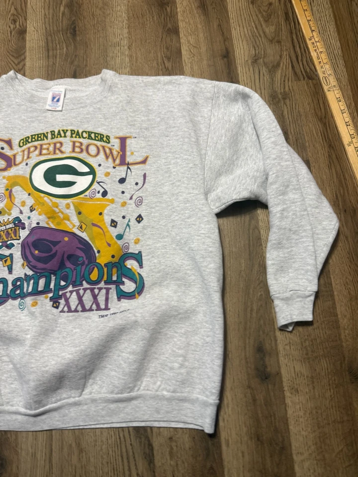 Vintage LOGO 7 Sweater Men's Large Green Bay Packers Super Bowl Champions XXXL - Image 4 of 4
