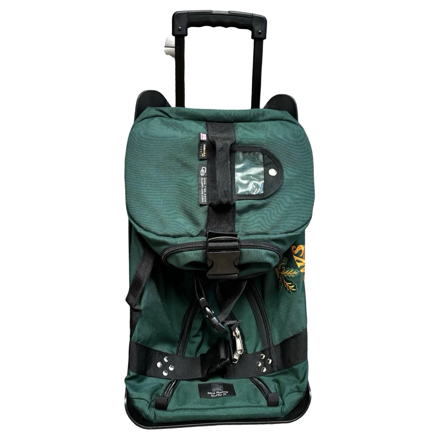 Club Glove Mini Rolling Duffle 3 Green 22” Upright Carry On Bag Oaks Logo