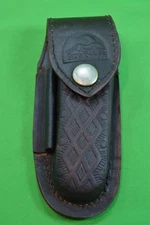 VTG Leather Knife Belt Holster Sheath,Brown DKC  Knives,Fits 4" Folded Knife