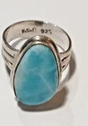 vintage Ring,925 sterling silver, natural pale blue stone, Wt 5.16g UK size L1/2