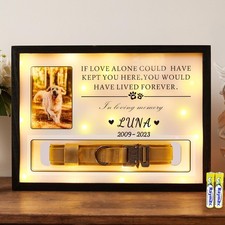 Pet Memorial Picture Frame Dog Collar Shadow 14"x11", Sympathy Remembrance Gi...