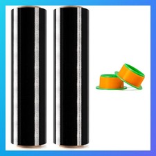 Black Stretch Wrap 2 Rolls 18 in x 1000 FT x 80 Gauge Heavy-Duty Film