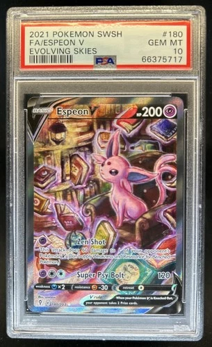 2021 Pokemon SWSH Evolving Skies Espeon V #180/203 PSA 10 GEM MINT