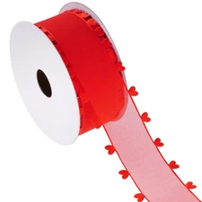 2 inch x 20 Yards Red Valentine Heart Wrapping Ribbon for Gift Wedding Craft