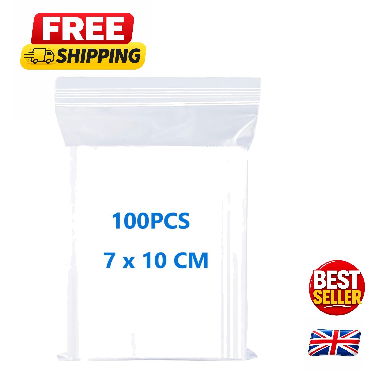 Versatile 100-Pack 7x10cm Clear Zipper Bags – Perfect for Jewelry, Snacks, Seeds