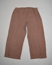 Eileen Fisher Pants Womens Medium Brown Irish Linen Wide Leg Crop Lounge Baggy