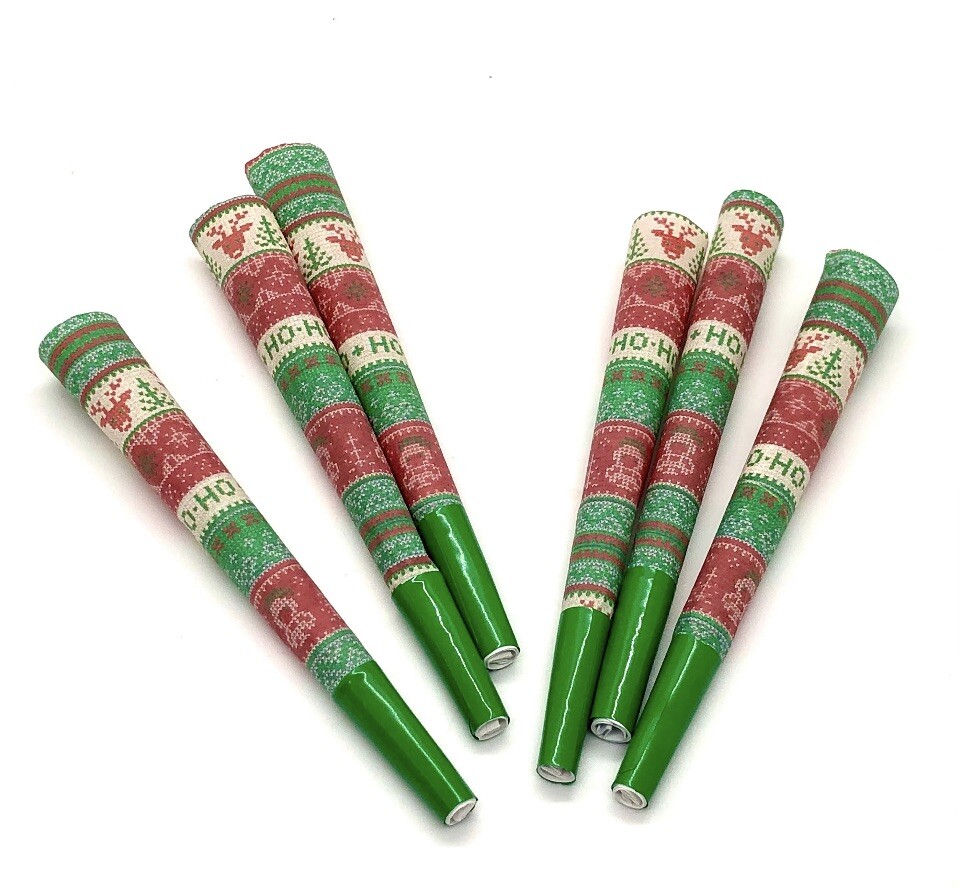 Vintage Christmas Pre Rolled Cones 6 Pack Wrappers Holiday Design
