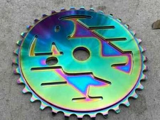ROS - RIDE OUT SUPPLY LOGO SPROCKET - BIKE CHAINRING - SE BIKES - NEO CHROME
