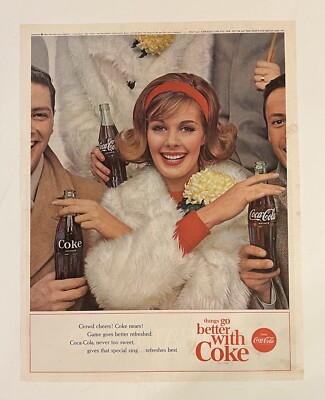 Coca-Cola 1963 Life Print Ad 10.5x13.5 Woman In Fur Coke Bottle | eBay