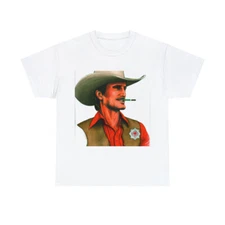 Retro Style Rugged Cowboy T Shirt Fine Art Tee Cigarette Art Western Portrait