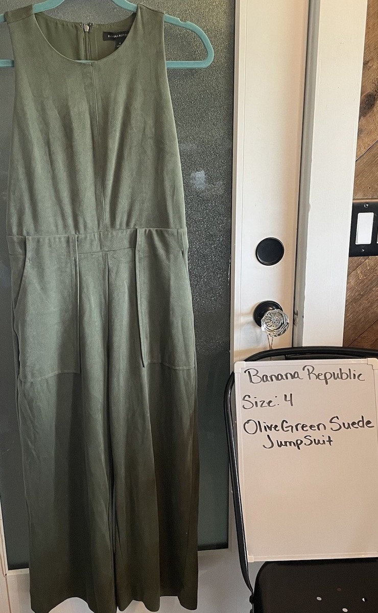 Pre-Owned Banana Republic Olive Green Size 4 Sleeveless Jumpsuit W/ Pockets  EUC! | eBay