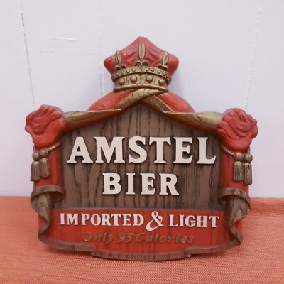 Vintage 1981 Beer Sign Amstel Bier Imported & Light Only 95 Calories Mancave