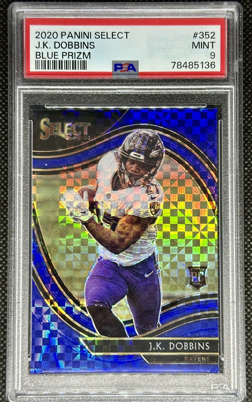 2020 Select JK Dobbins Field Level Blue Power Prizm RC Rookie /49 PSA 9 MINT