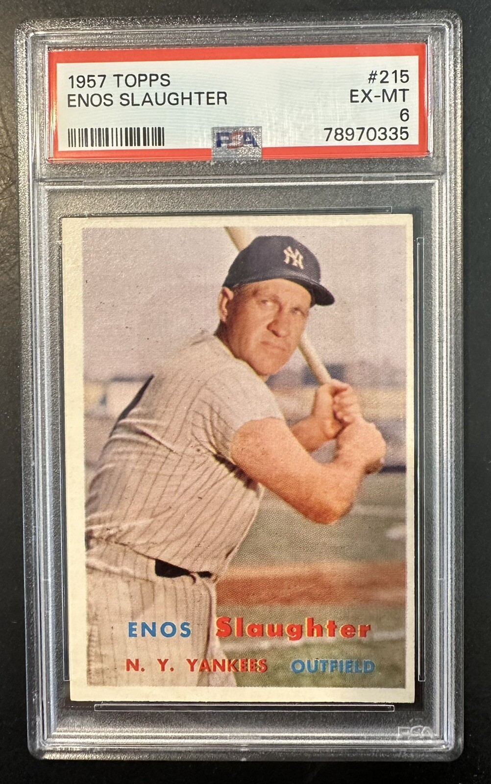 1957 Topps Enos Slaughter PSA 6 #215 New York Yankees