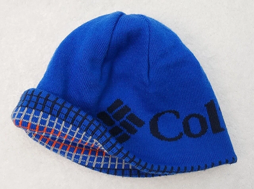 COLUMBIA Groovy Urbanization Blues Mix Reversible Beanie Hat Size Kid's Youth — 第 2/4 张图片
