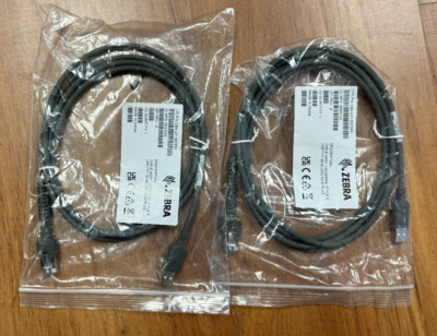 Lot of 2 x New Genuine Zebra CBA-U21-S07ZBR USB Serial Scanner Cable for LS2208