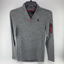 Spyder Active Men's Size Small Quarter Zip Pullover Heather Gray Long Sleeve
