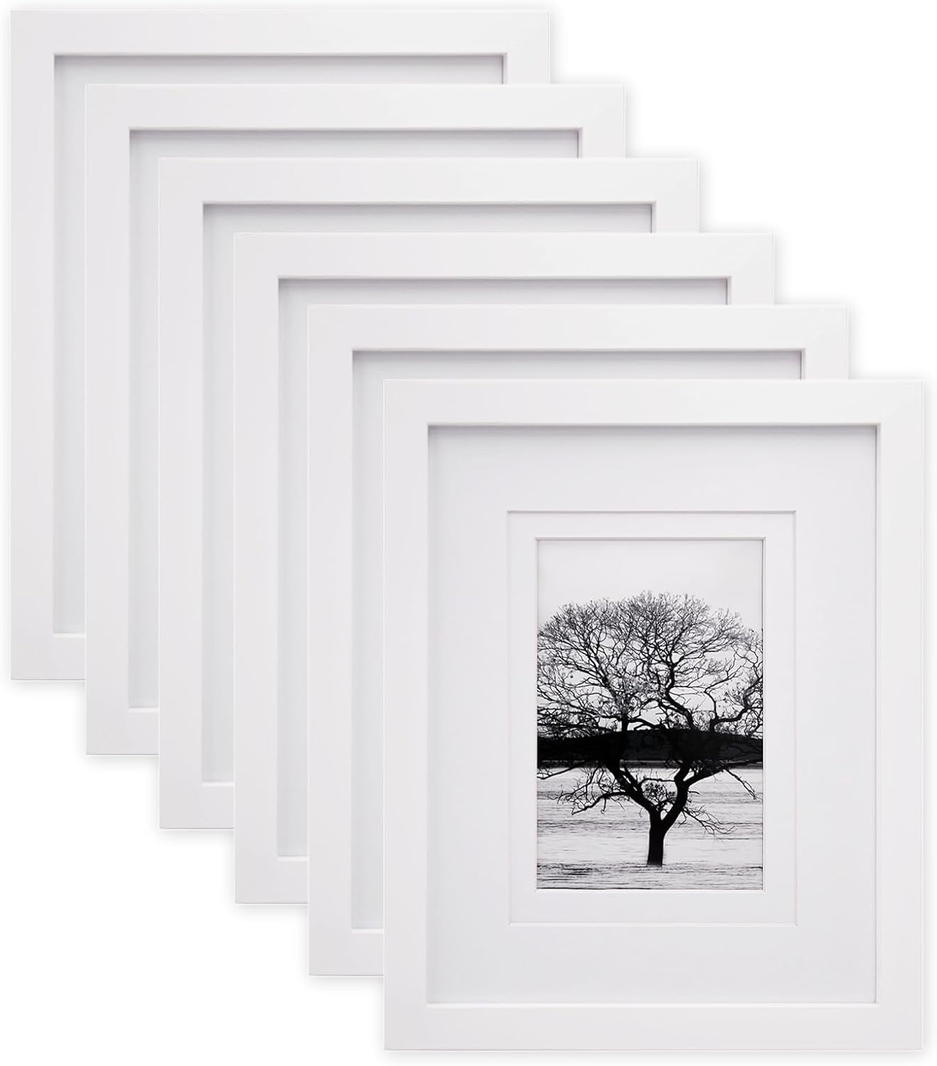 8X10 Picture Frames Set of 6, Made of Solid Wood Covered by Plexiglass Display 4-image