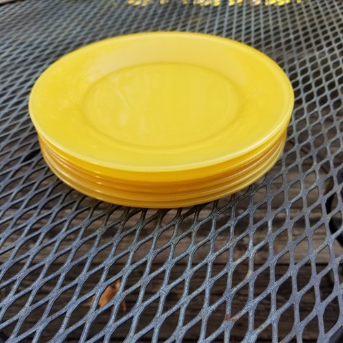 Yellow glass plates with flashed painting service for 6 eBay
