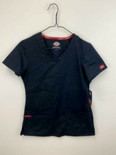 NWT Dickies XS EDS Signature V Neck Scrub Top Solid Black Extra Small 85906