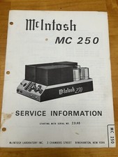 McIntosh MC250 Amplifier Amp Service Information Original Manual Vintage 23L48