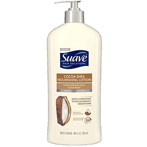 Suave Skin Lotion 18 Ounce Pump Smoothing Cocoa Butter & Shea (532ml) (2 Pack)