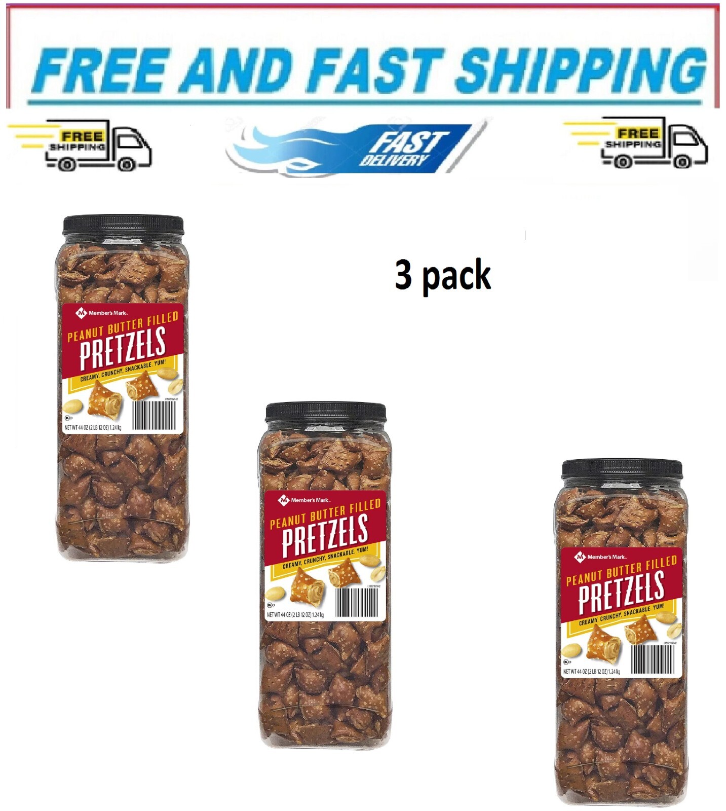 Member's Mark Peanut Butter Filled Pretzels (44 oz.)3pack eBay