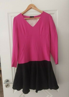 TONELLO BEAUTIFUL COCKTAIL/CASUAL MIDI DRESS SIZE M PINK/BLACK NEW WITHOUT TAGS 