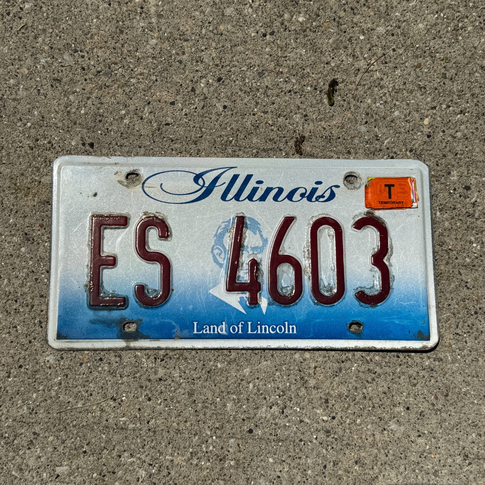 2001 Illinois License Plate Vintage Auto Tag 1 Garage Decor ES 4603 Temp Sticker