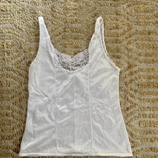 Vintage White Camisole Medium Lace Shiny Soft Lingere