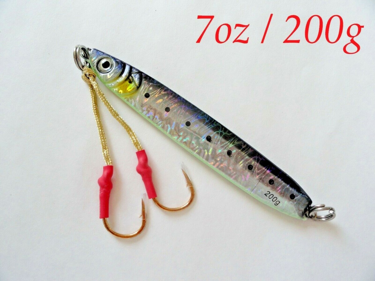 1-10 pcs Knife Jigs 7oz 200g Black/Sardine Vertical Speed