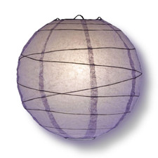 Quasimoon 8" Lavender round Paper Lantern, Crisscross Ribbing, Hanging Decoratio