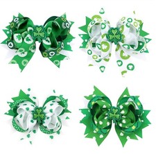 4Pcs St. Patrick's Day Hair Clips Handmad Irish Green Shamrock HairBand Lucky...