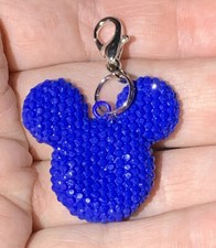 Blue Shiny Mickey Mouse Charm Zipper Pull  Keychain Add On Clip 