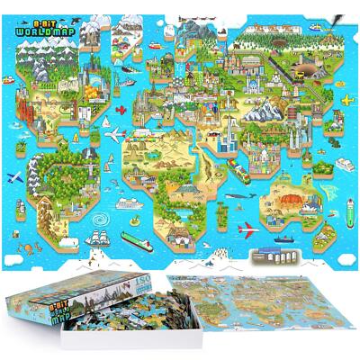 Kinder Puzzle 8-Bit Weltkarte 180 Teile Level 1 100% recycelte Karte