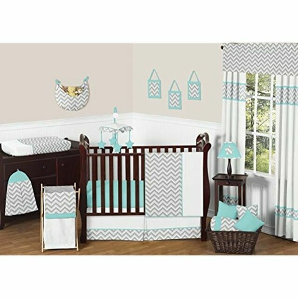 Gray and Turquoise Chevron Zig Zag Gender Neutral Baby ...