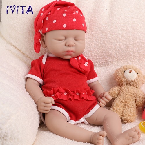 IVITA 15'' Silicone Reborn Girl Doll Eyes Closed Sleeping Floppy Silicone Baby - Picture 2 of 12