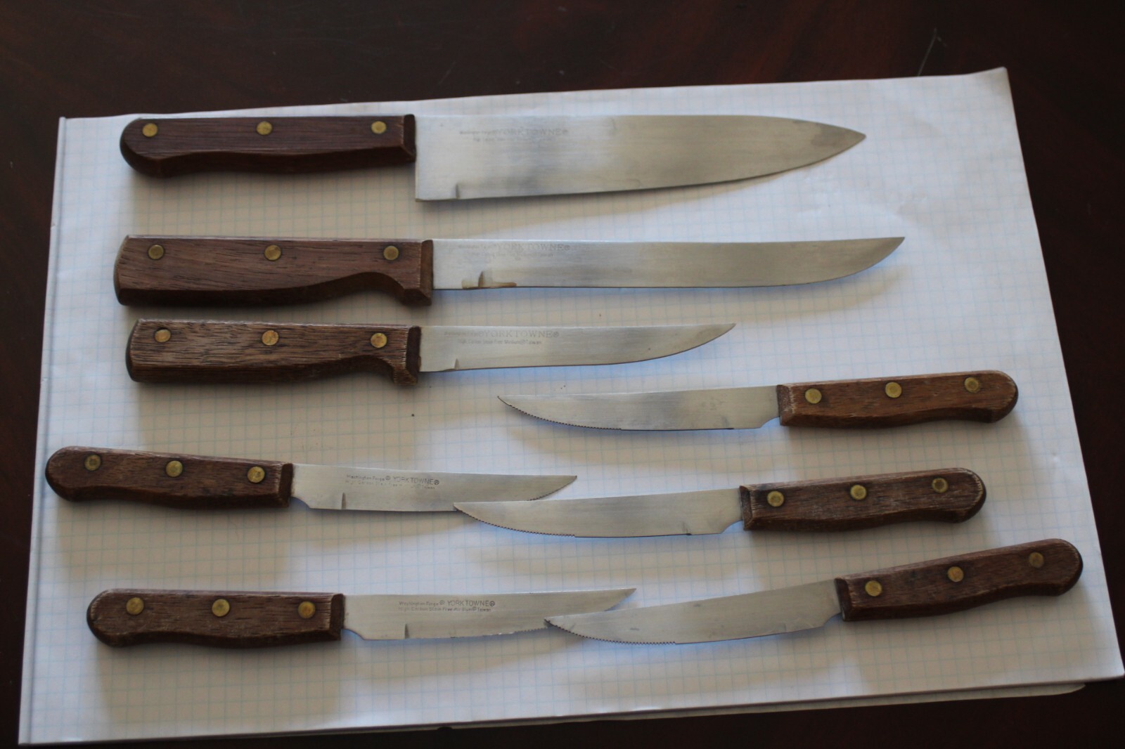 Vintage Washington Yorktowne 8 Knife Set Chef Slicer steak Knives
