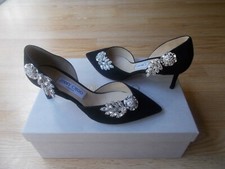Jimmy Choo Teja 60 Crystal Embellished Suede D'orsay Pump Shoes 37.5 US 7.5 NEW