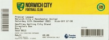 * NORWICH CITY HOME - USED MATCH TICKET STUBS - 2021-22 SEASON *