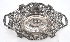 Prunkvolle Obstschale 800er Silber Obst und Rosen Dekor Schale Deutschland (124)