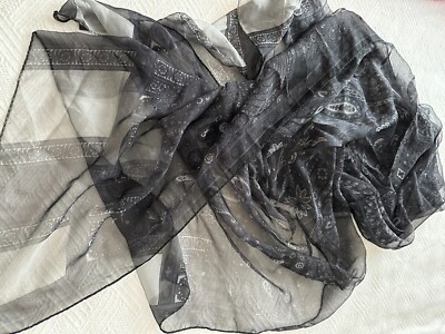 Vintage ECHO Designer 100% Silk Scarf/ Wrap Long sheer Paisley 68'' x 28''
